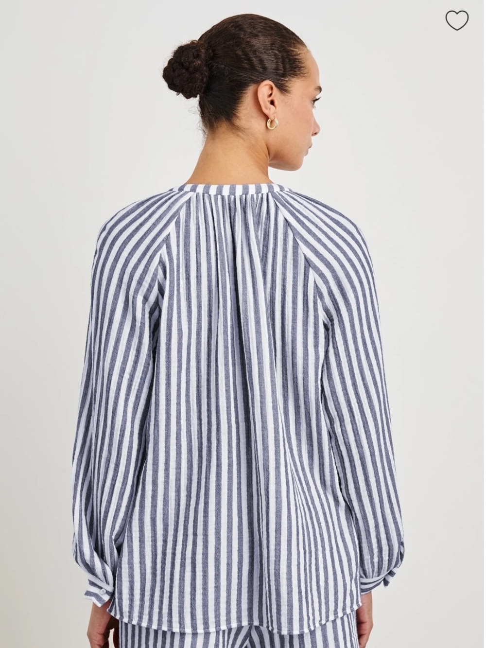 Rails Brielle Tie-Front Blouse Top in Admiral Stripe 100% Organic Cotton - Picture 2 of 9